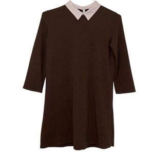 Zara Trafaluc Army Green Poplin Collar Dress